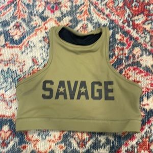 Savage Barbell Sports Bra High Neck Camo Green